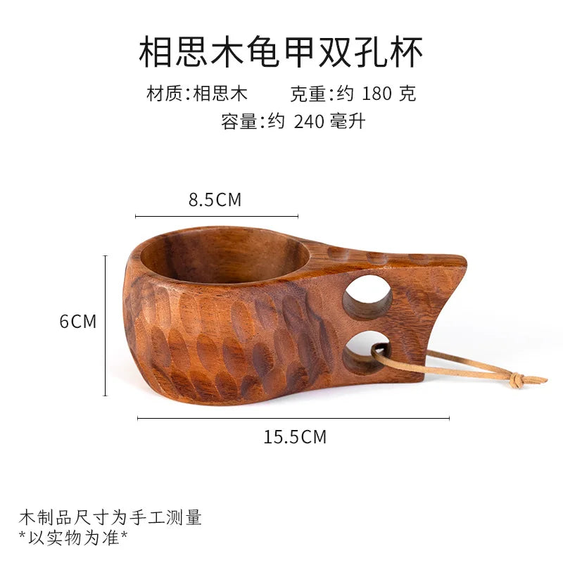 Handmade Wooden Coffee Mug – Nordic Style Wood Cup for Milk, Coffee, and Tea – Natural Rubberwood Drinking Mug