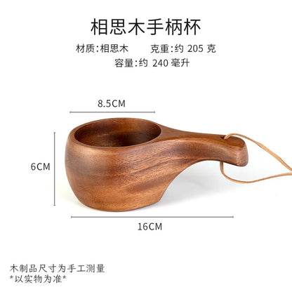 Handmade Wooden Coffee Mug – Nordic Style Wood Cup for Milk, Coffee, and Tea – Natural Rubberwood Drinking Mug