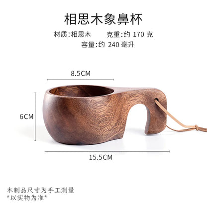 Handmade Wooden Coffee Mug – Nordic Style Wood Cup for Milk, Coffee, and Tea – Natural Rubberwood Drinking Mug