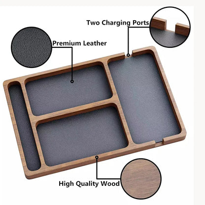 Wooden Office Desktop Storage Box Solid Wood Partition Storage Box Mobile Phone Headphone Debris Storage Box Wooden Storage Tray