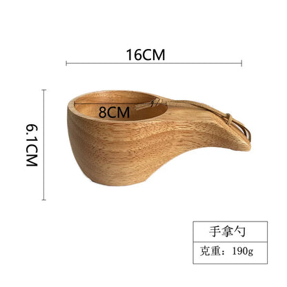 Handmade Wooden Coffee Mug – Nordic Style Wood Cup for Milk, Coffee, and Tea – Natural Rubberwood Drinking Mug