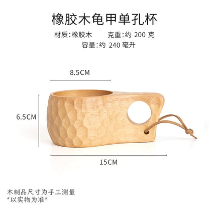 Handmade Wooden Coffee Mug – Nordic Style Wood Cup for Milk, Coffee, and Tea – Natural Rubberwood Drinking Mug