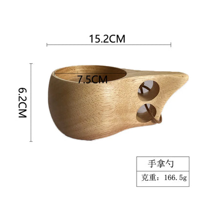 Handmade Wooden Coffee Mug – Nordic Style Wood Cup for Milk, Coffee, and Tea – Natural Rubberwood Drinking Mug